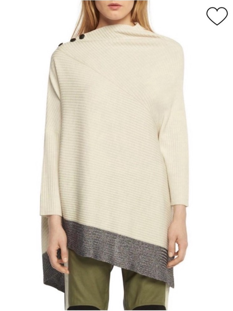 Rag & Bone Reanna Draped 100% Merino Wool Utility Asymmetrical Poncho Small